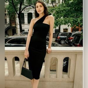NWT Marcella NYC Caterina Chic Black One-Shoulder Dress size Medium